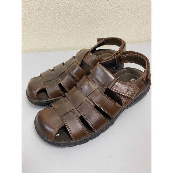 Hush Puppies Ethan Fisherman Sandal Brown Leather Men Size...